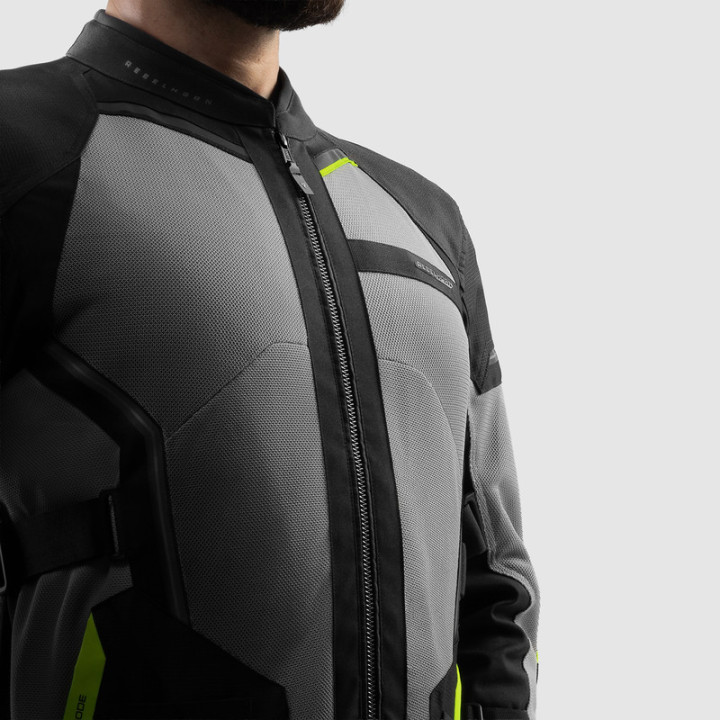 KURTKA MOTOCYKLOWA TEKSTYLNA REBELHORN SCANDAL 3 BLACK GREY FLUO YELLOW