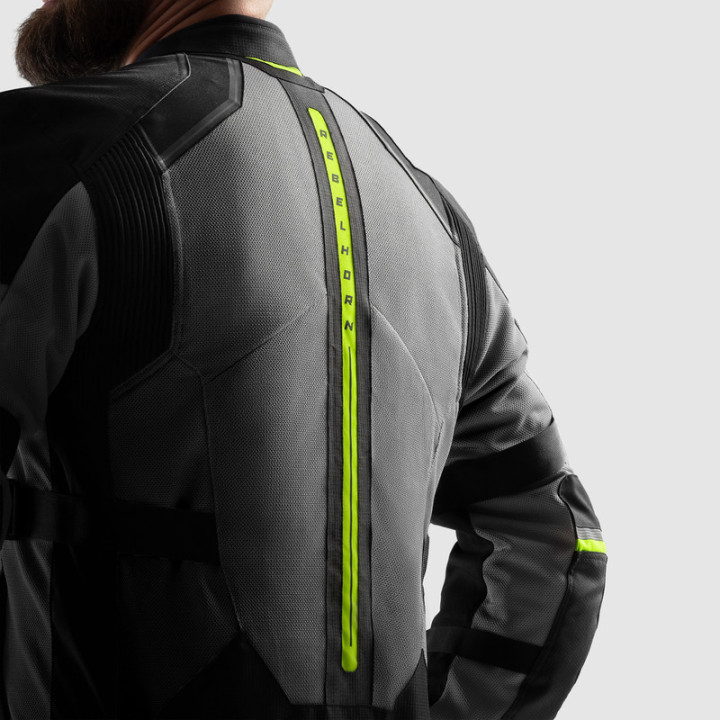 KURTKA MOTOCYKLOWA TEKSTYLNA REBELHORN SCANDAL 3 BLACK GREY FLUO YELLOW