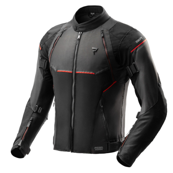 KURTKA MOTOCYKLOWA TEKSTYLNA REBELHORN SWIFT BLACK DARK GREY RED