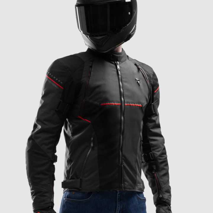 KURTKA MOTOCYKLOWA TEKSTYLNA REBELHORN SWIFT BLACK DARK GREY RED