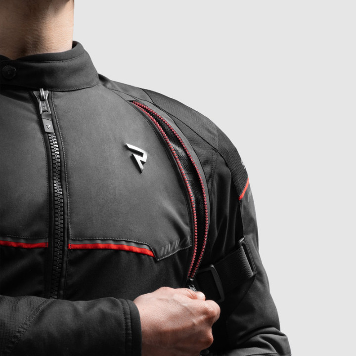 KURTKA MOTOCYKLOWA TEKSTYLNA REBELHORN SWIFT BLACK DARK GREY RED