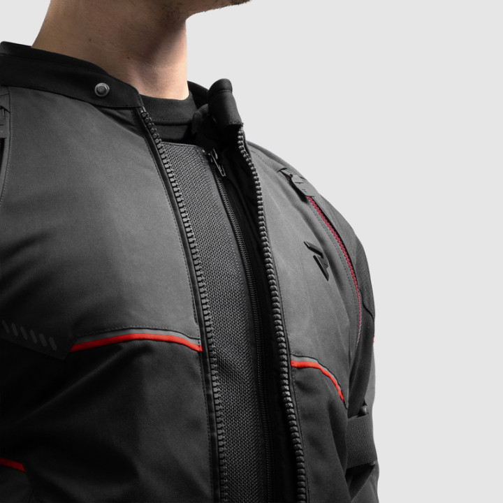 KURTKA MOTOCYKLOWA TEKSTYLNA REBELHORN SWIFT BLACK DARK GREY RED