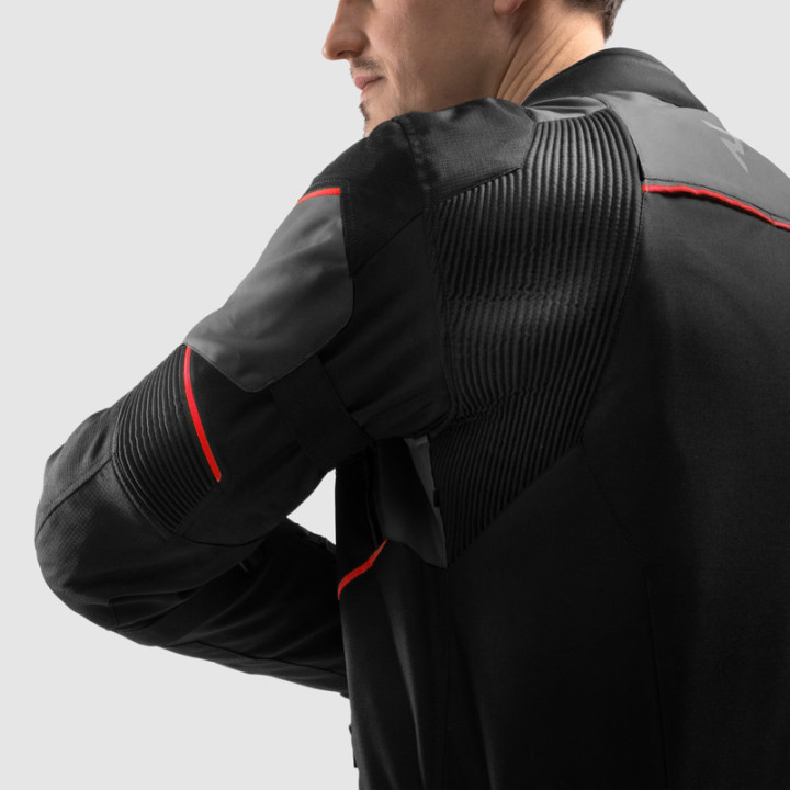 KURTKA MOTOCYKLOWA TEKSTYLNA REBELHORN SWIFT BLACK DARK GREY RED