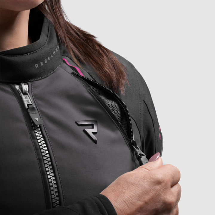 KURTKA MOTOCYKLOWA TEKSTYLNA DAMSKA REBELHORN SWIFT BLACK DARK GREY PINK