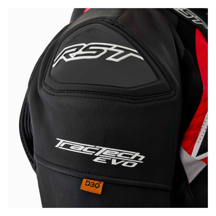 KURTKA MOTOCYKLOWA SKÓRZANA RST TRACTECH EVO D3O BLACK FLUO RED