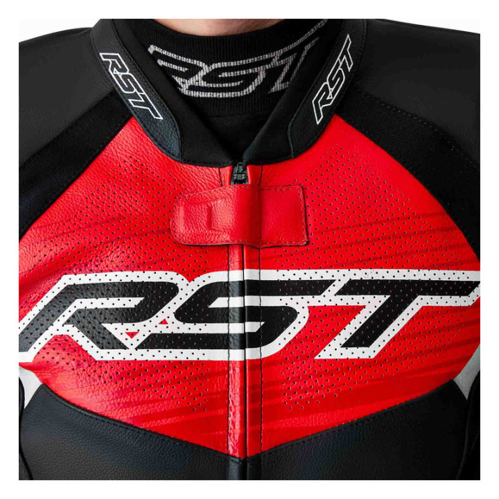 KURTKA MOTOCYKLOWA SKÓRZANA RST TRACTECH EVO D3O BLACK FLUO RED