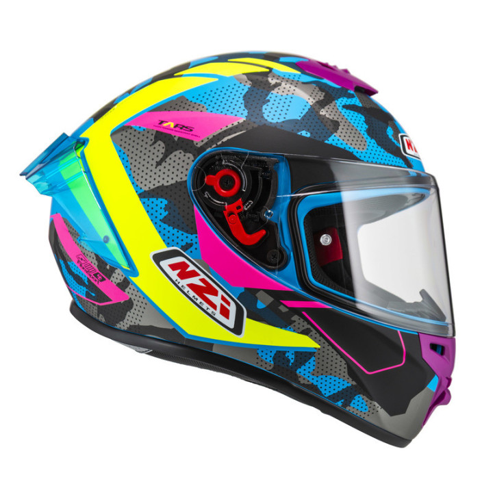 KASK MOTOCYKLOWY NZI TRENDY STREAM CAMU BLUE NEON PINK BLUE S MATT