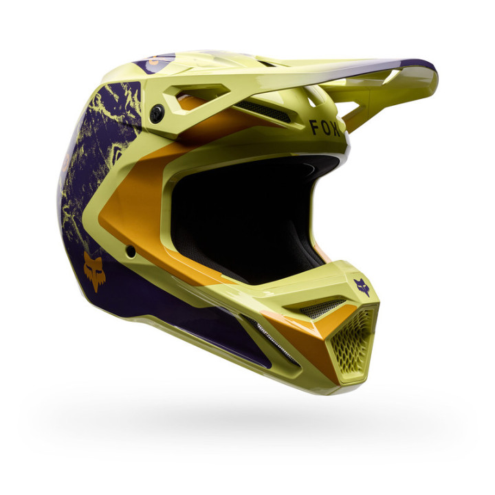 KASK MOTOCYKLOWY FOX V1 IMAGE PRINT PURPLE YELLOW