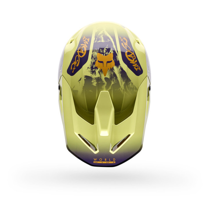 KASK MOTOCYKLOWY FOX V1 IMAGE PRINT PURPLE YELLOW