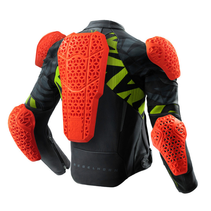KURTKA MOTOCYKLOWA SKÓRZANA REBELHORN VANDAL 2 BLACK GREY FLUO YELLOW