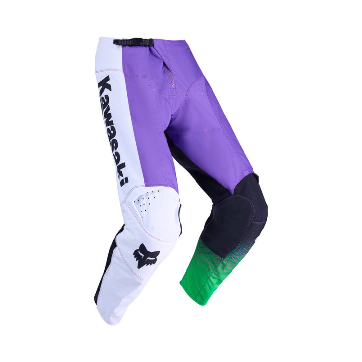 SPODNIE MOTOCYKLOWE FOX 180 KAWASAKI PURPLE WHITE