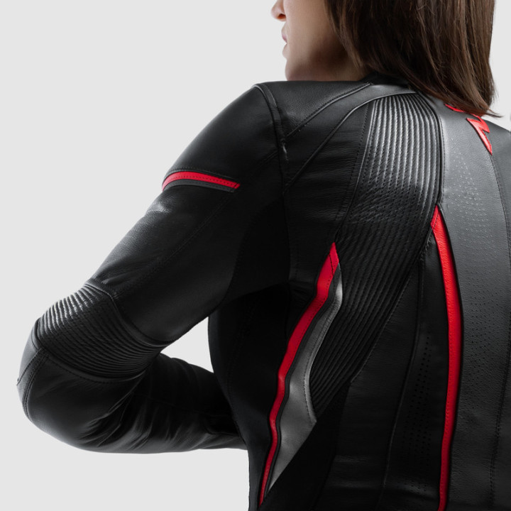KURTKA MOTOCYKLOWA SKÓRZANA DAMSKA REBELHORN DIVA ST BLACK RED WHITE