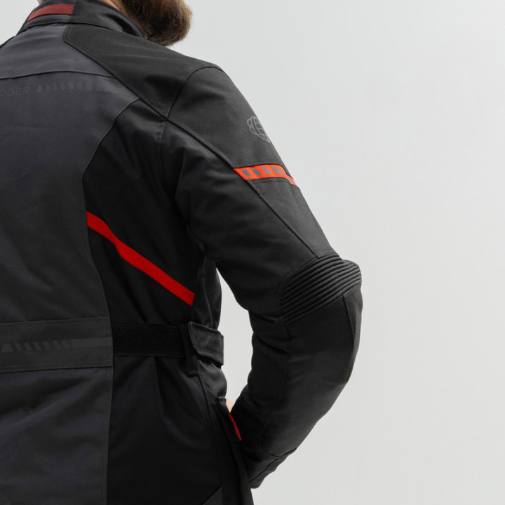 KURTKA MOTOCYKLOWA TEKSTYLNA BROGER OVERLAND BLACK DARK GREY RED