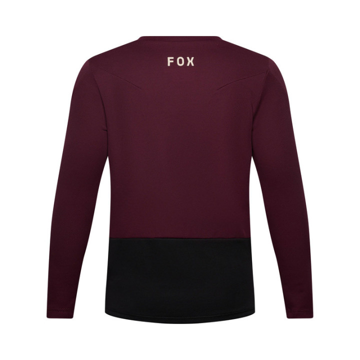 KOSZULKA ROWEROWA Z DŁUGIM RĘKAWEM JUNIOR FOX RANGER HEAD DARK MAROON