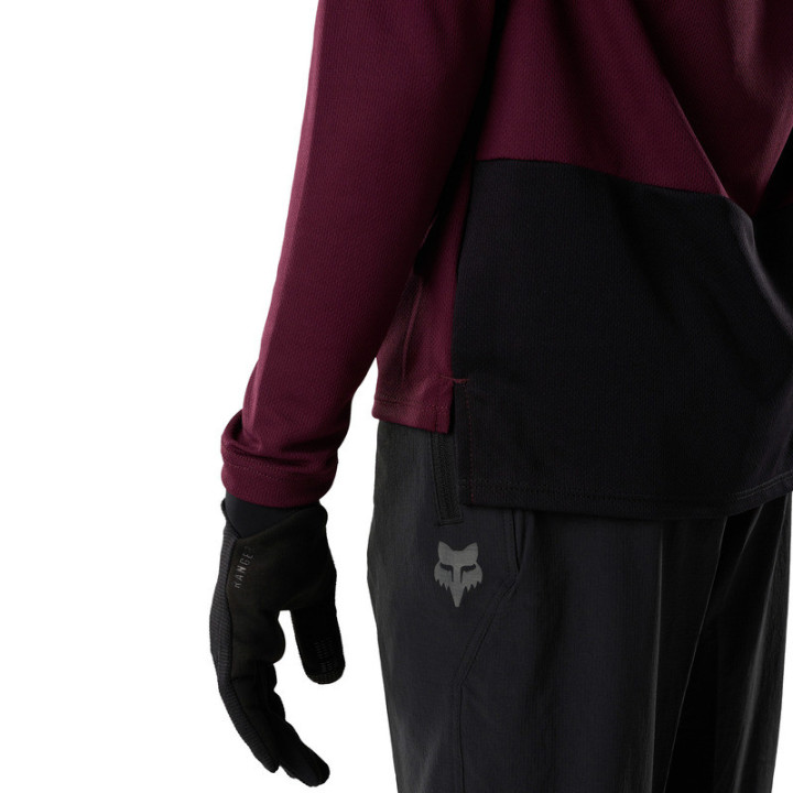 KOSZULKA ROWEROWA Z DŁUGIM RĘKAWEM JUNIOR FOX RANGER HEAD DARK MAROON