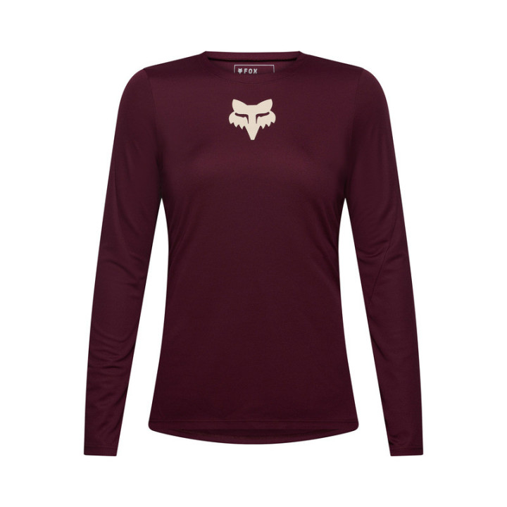 KOSZULKA ROWEROWA Z DŁUGIM RĘKAWEM DAMSKA FOX RANGER HEAD DARK MAROON