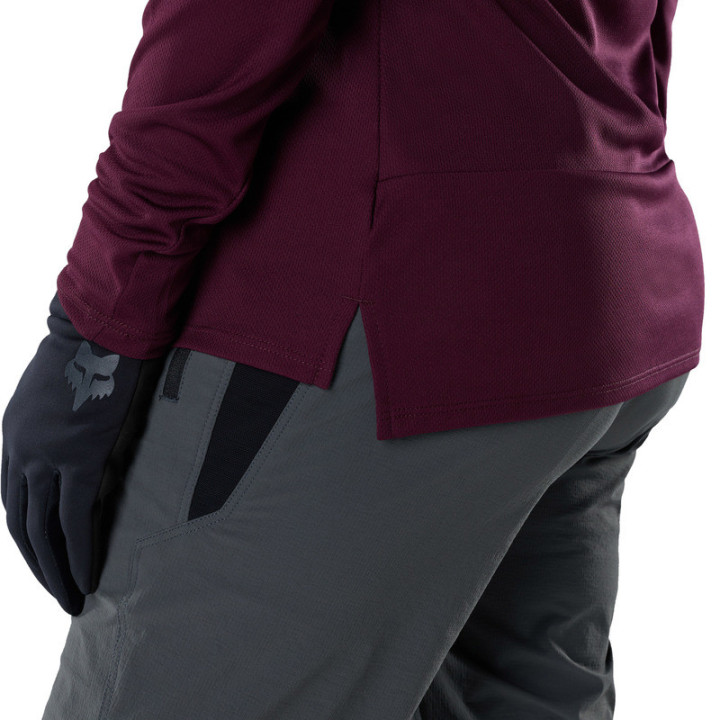 KOSZULKA ROWEROWA Z DŁUGIM RĘKAWEM DAMSKA FOX RANGER HEAD DARK MAROON