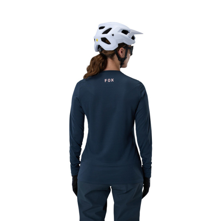KOSZULKA ROWEROWA Z DŁUGIM RĘKAWEM DAMSKA FOX RANGER HEAD GALAXY BLUE