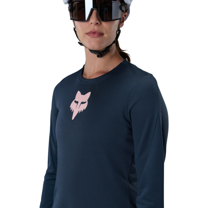 KOSZULKA ROWEROWA Z DŁUGIM RĘKAWEM DAMSKA FOX RANGER HEAD GALAXY BLUE