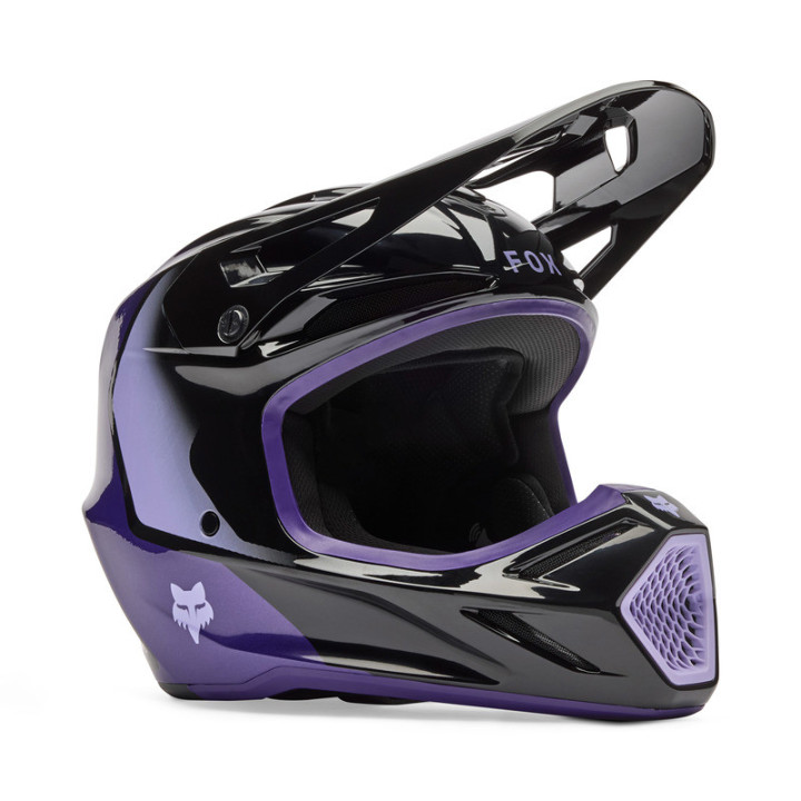 KASK MOTOCYKLOWY JUNIOR FOX V3 SPIRE BLACK PURPLE YL