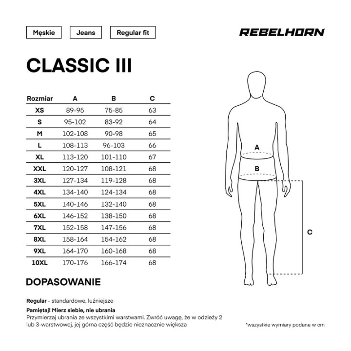 JEANSY MOTOCYKLOWE REBELHORN CLASSIC 3 REGULAR FIT WASHED BLUE