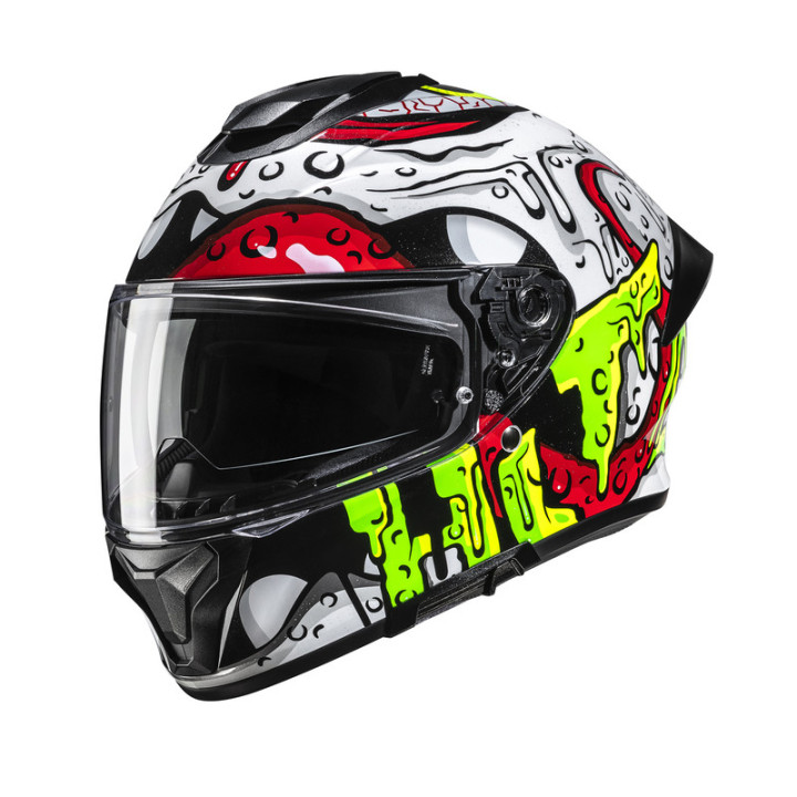 KASK MOTOCYKLOWY HJC C71 SQUEEZE WHITE GREEN
