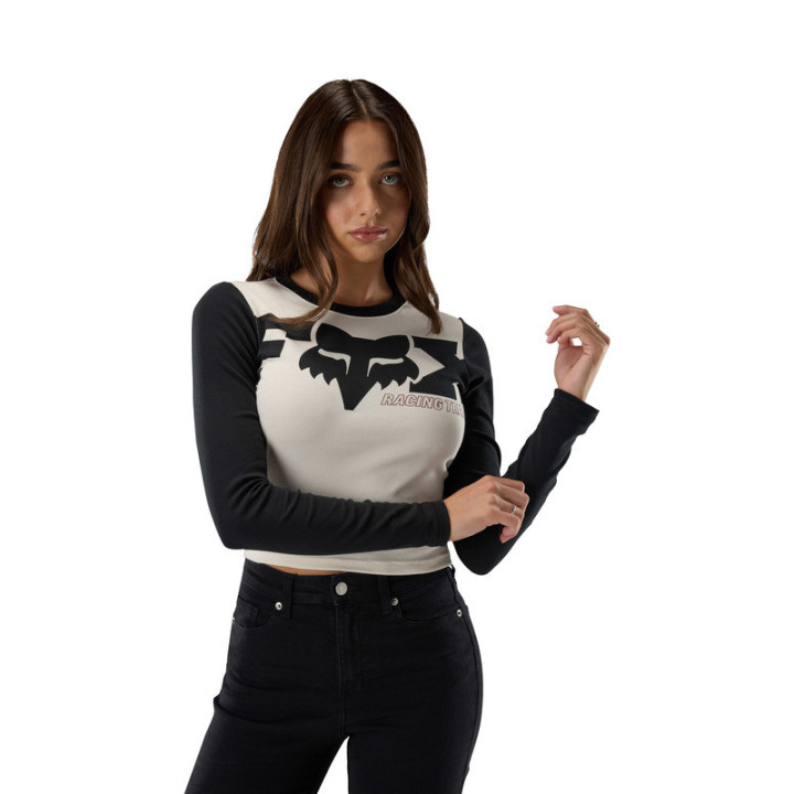 KOSZULKA Z DŁUGIM RĘKAWEM DAMSKA FOX COLDPRESS RIB LS PEARL WHITE