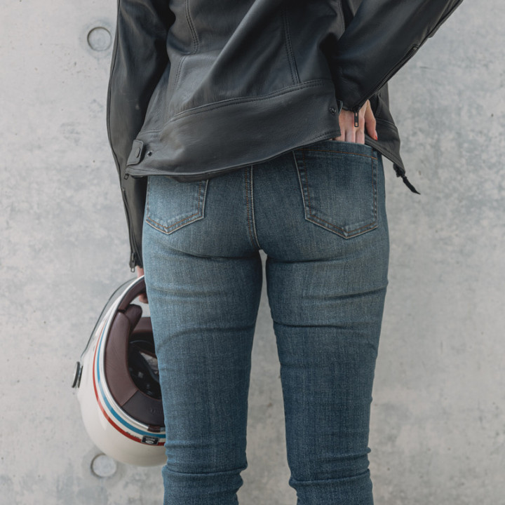 JEANSY MOTOCYKLOWE DAMSKIE REBELHORN CLASSIC 3 SLIM FIT WASHED BLUE