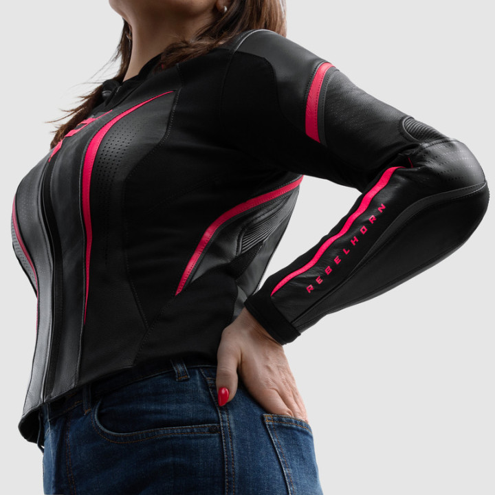 KURTKA MOTOCYKLOWA SKÓRZANA DAMSKA REBELHORN DIVA ST BLACK PINK