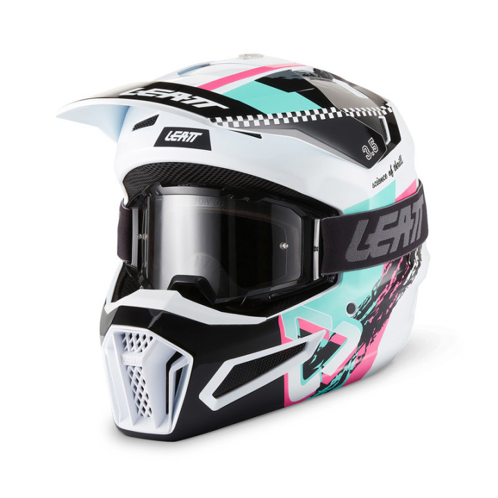 KASK MOTOCYKLOWY Z GOGLAMI LEATT KIT MOTO 3.5 PINK