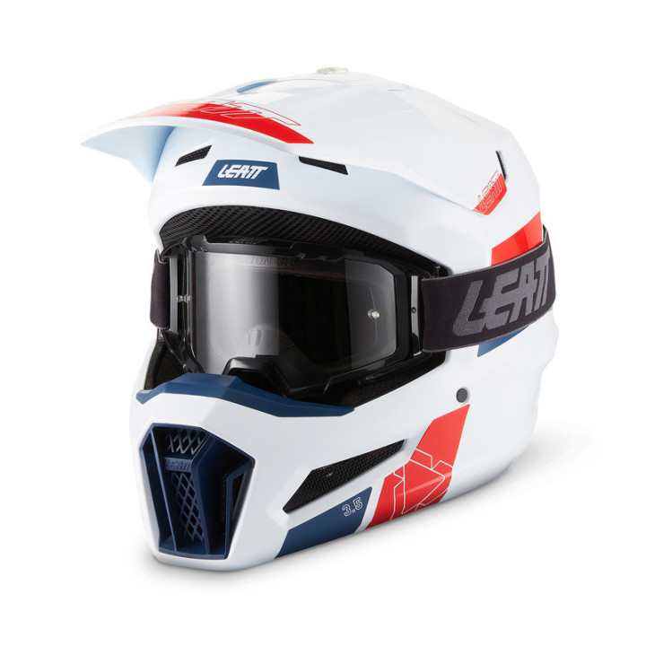 KASK MOTOCYKLOWY Z GOGLAMI LEATT KIT MOTO 3.5 WHITE