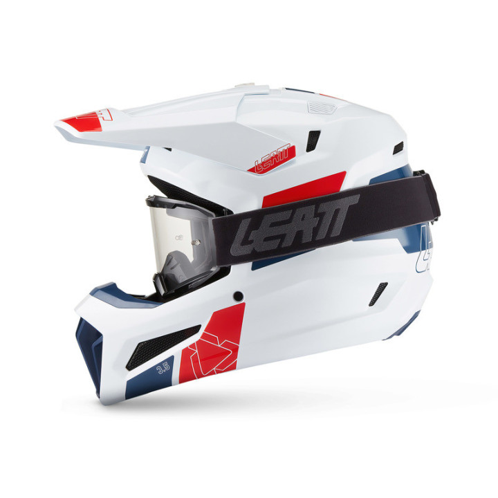 KASK MOTOCYKLOWY Z GOGLAMI LEATT KIT MOTO 3.5 WHITE