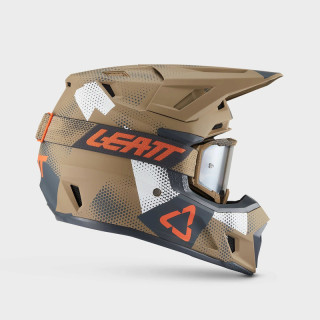 KASK MOTOCYKLOWY Z GOGLAMI LEATT KIT MOTO 7.5 CAMO KHAKI BROWN