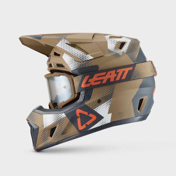 KASK MOTOCYKLOWY Z GOGLAMI LEATT KIT MOTO 7.5 CAMO KHAKI BROWN