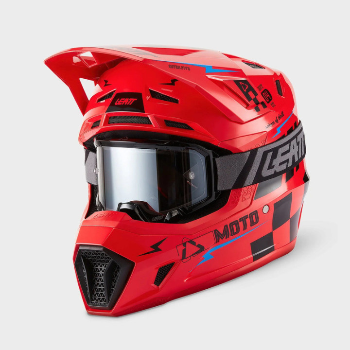 KASK MOTOCYKLOWY Z GOGLAMI LEATT KIT MOTO 7.5 RED