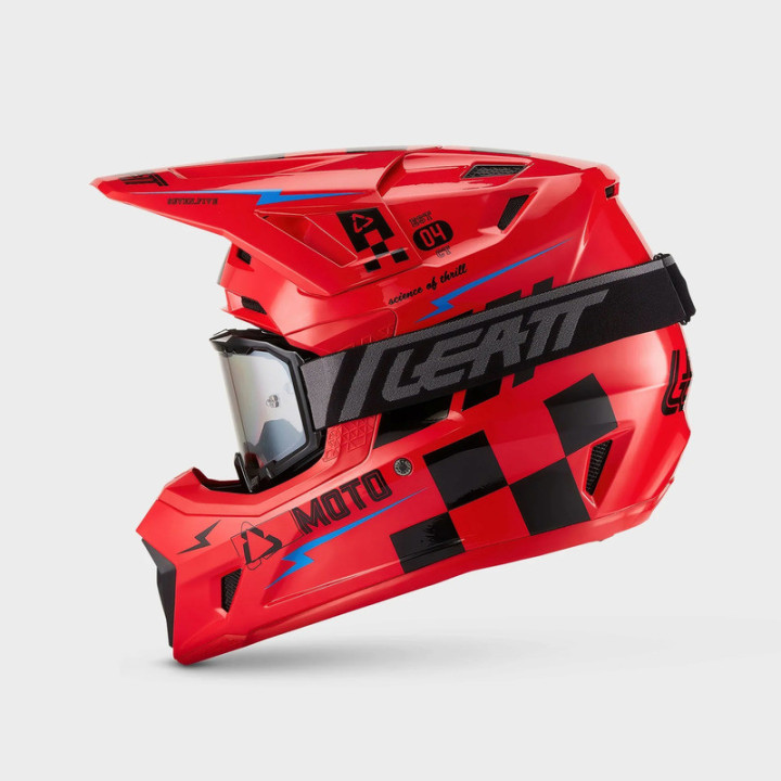 KASK MOTOCYKLOWY Z GOGLAMI LEATT KIT MOTO 7.5 RED
