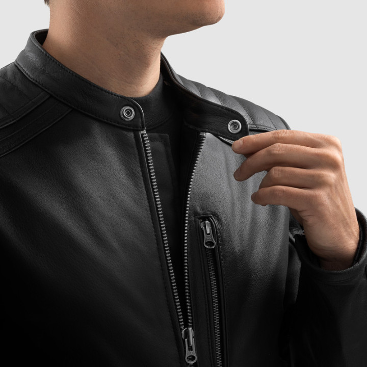 KURTKA MOTOCYKLOWA SKÓRZANA OZONE COLT BLACK