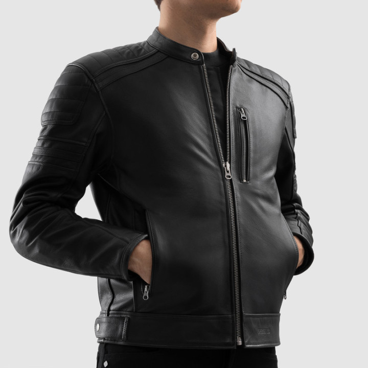 KURTKA MOTOCYKLOWA SKÓRZANA OZONE COLT BLACK