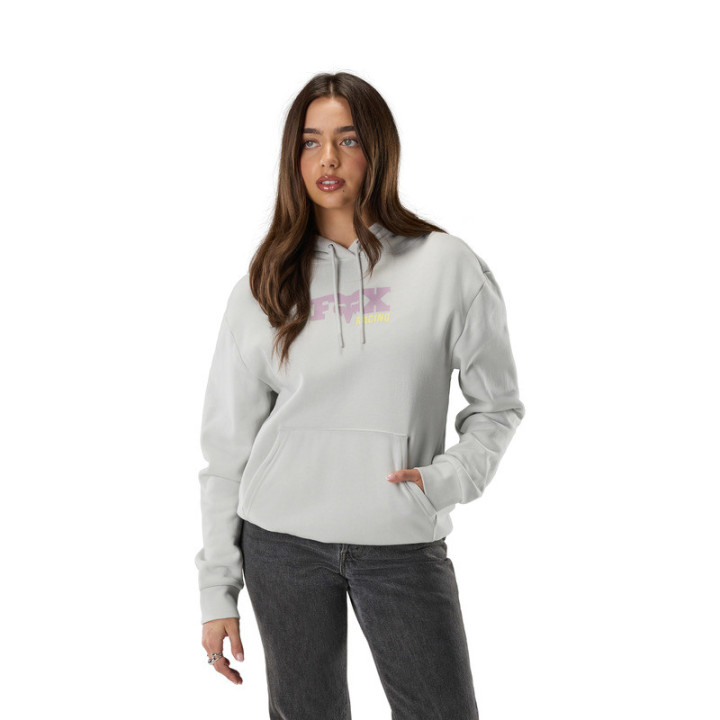 BLUZA Z KAPTUREM DAMSKA FOX SINCE 74 FLEECE PO LIGHT GREY