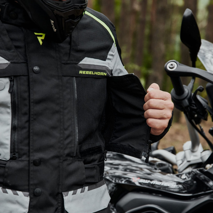 KURTKA MOTOCYKLOWA TEKSTYLNA REBELHORN CUBBY 4 BLACK FLUO YELLOW