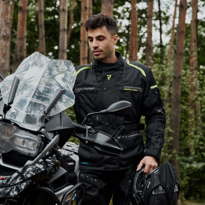 KURTKA MOTOCYKLOWA TEKSTYLNA REBELHORN CUBBY 4 BLACK FLUO YELLOW