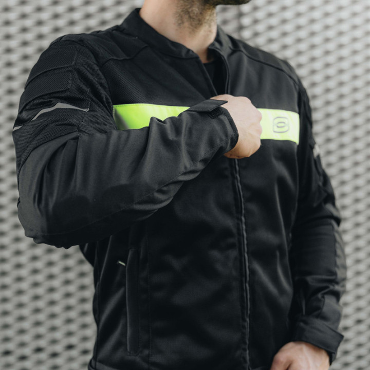 KURTKA MOTOCYKLOWA TEKSTYLNA OZONE DART BLACK FLUO YELLOW