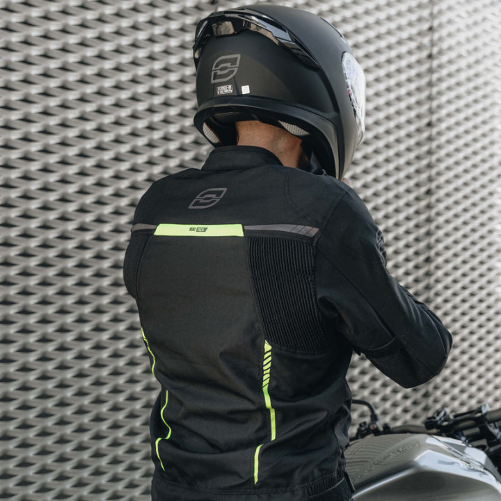 KURTKA MOTOCYKLOWA TEKSTYLNA OZONE DELTA 4 BLACK FLUO YELLOW