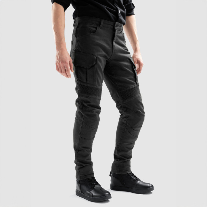 JEANSY MOTOCYKLOWE OZONE FASTER TAPERED FIT BLACK
