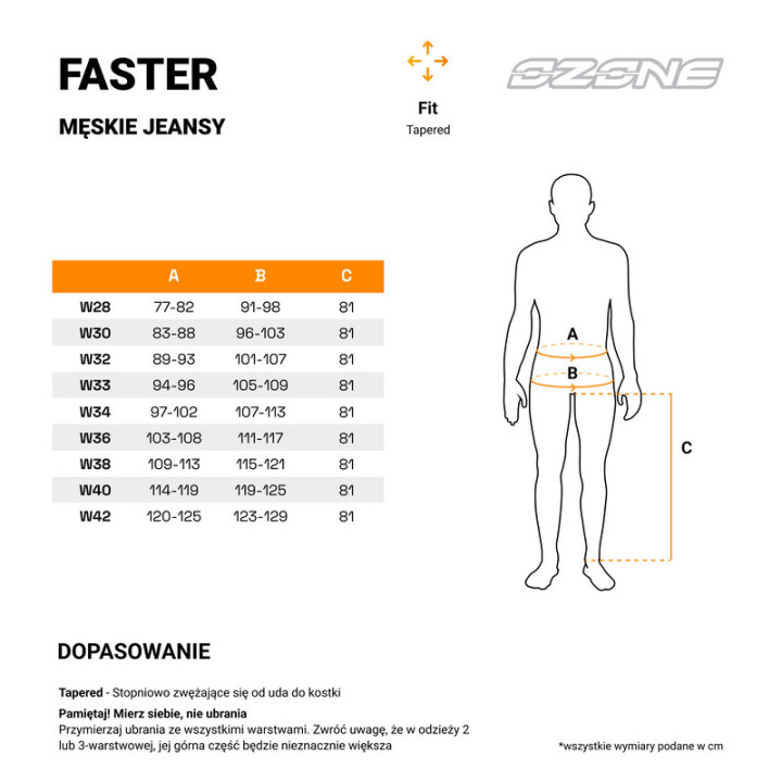 JEANSY MOTOCYKLOWE OZONE FASTER TAPERED FIT BLACK
