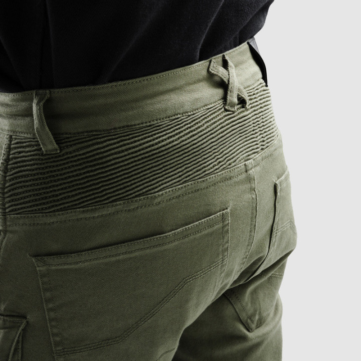 JEANSY MOTOCYKLOWE OZONE FASTER TAPERED FIT OLIVE