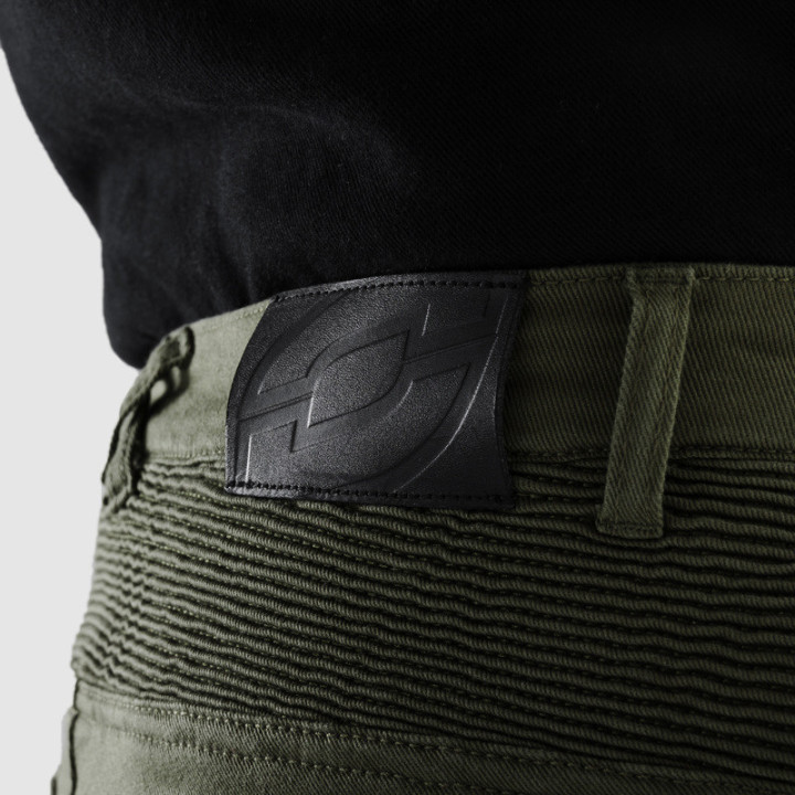 JEANSY MOTOCYKLOWE OZONE FASTER TAPERED FIT OLIVE