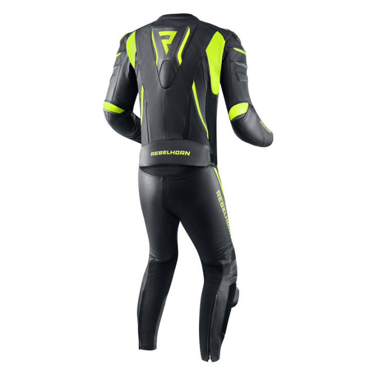 SPODNIE MOTOCYKLOWE SKÓRZANE REBELHORN FIGHTER BLACK FLUO YELLOW 60