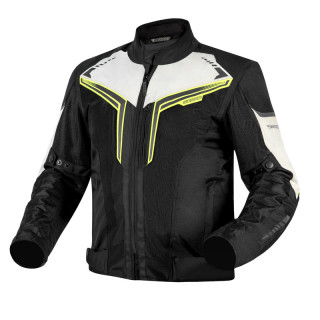 KURTKA MOTOCYKLOWA TEKSTYLNA OZONE FLOW BLACK GREY FLUO YELLOW