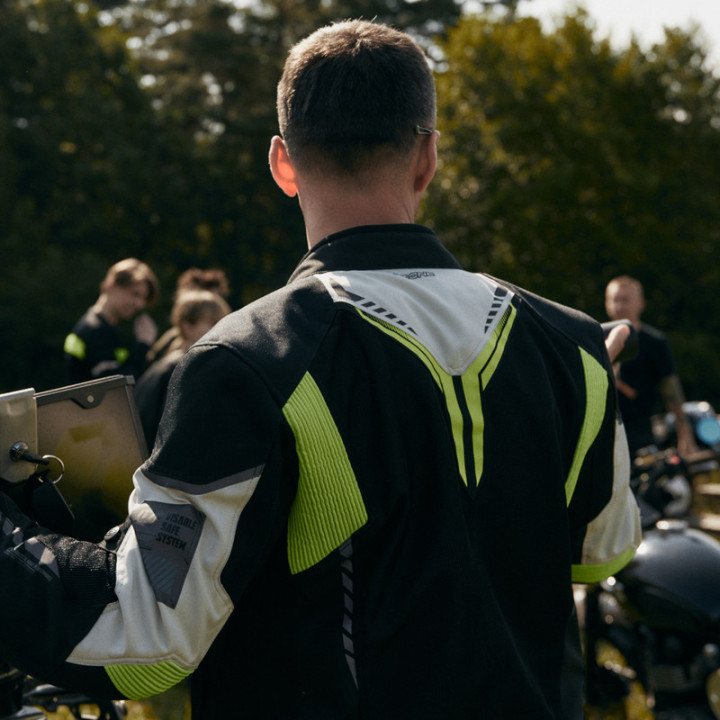 KURTKA MOTOCYKLOWA TEKSTYLNA OZONE FLOW BLACK GREY FLUO YELLOW